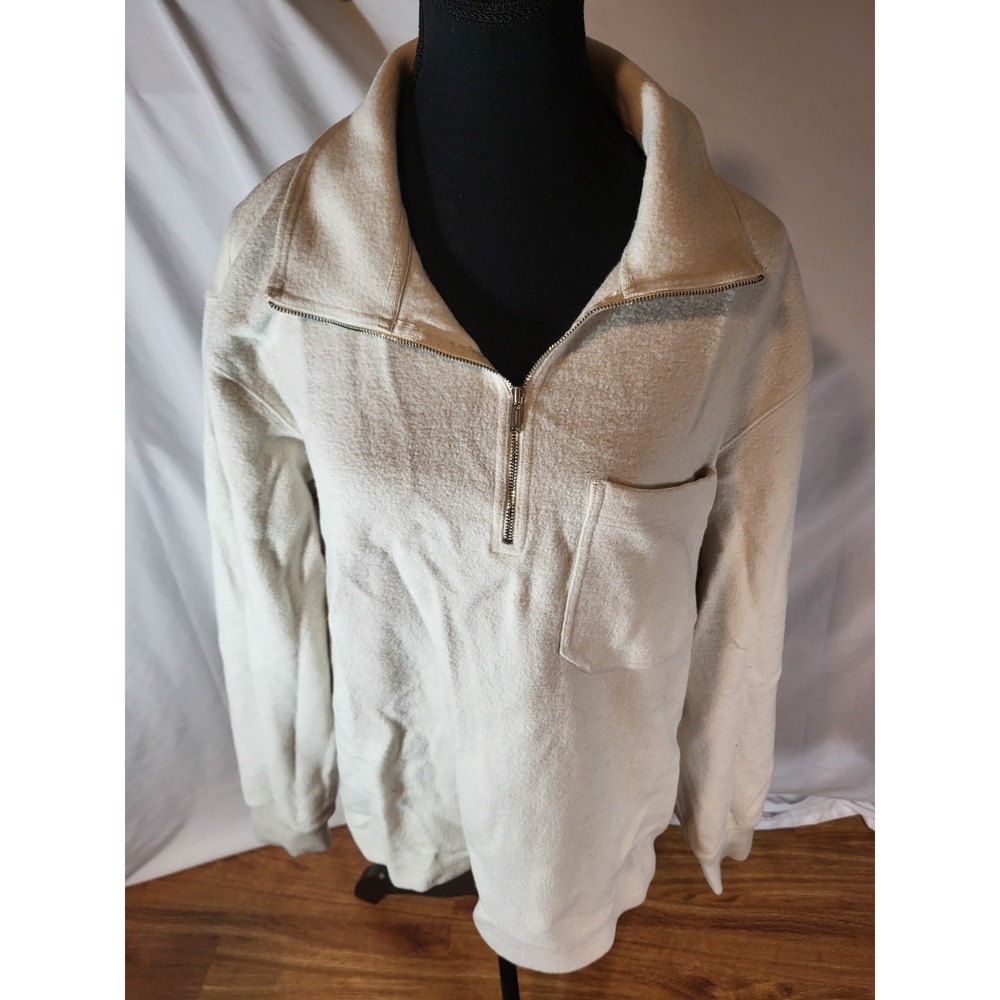 Arket Size Large Ivory‎ 1/4 Zip Wool  Blend Ivory Sweater